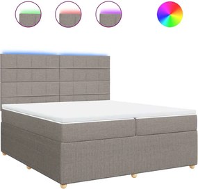 vidaXL Pat box spring cu saltea, gri taupe, 200x200 cm, textil