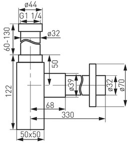 Sifon estetic pentru lavoar FDesign Kleome rectangular auriu lucios