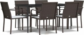vidaXL Set mobilier de grădină cu perne, 7 piese, poliratan și oțel
