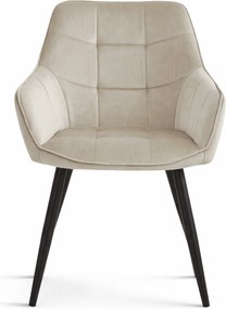 Scaun de masa VARSI VELVET cu picioare negre, bej