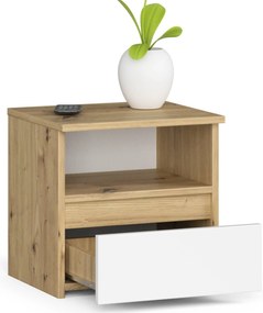 Noptieră Crispian (stejar artisan + alb). 1070934
