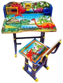 Birou cu scaunel pentru copii, 69x45x62 cm, Dino, Albastru - MSP-62
