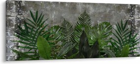 Tablou - Zid de beton cu plante (120x50 cm)