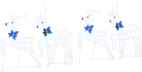 vidaXL Reni LED 4 pcs Alb țesătură