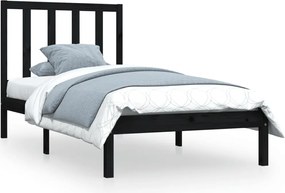 vidaXL Cadru de pat, negru, 100x200 cm, lemn masiv de pin