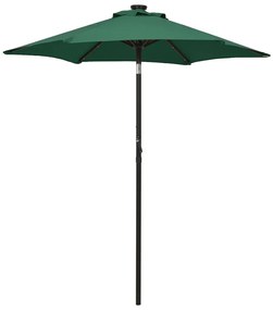 Umbrela de soare cu lumini LED, verde, 200x211 cm, aluminiu Verde