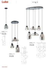 Lustră pe cablu Redo 01-3212 LUKE 6xE27/42W/230V negru