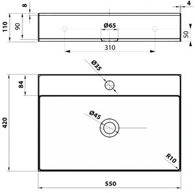 Sapho - Chiuvetă pentru blat AURUM 55 x 42 cm, inox periat
