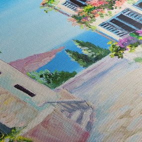 Tablou - Alee grecească, pictură în ulei (cu ceas) (90x30 cm)