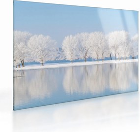 Tablou pe sticlă cu peisaj de iarnă (70x50 cm)