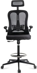 Scaun operativ ergonomic negru din mesh cu suport picioare reglabil și tetieră ajustabilă OFF 650