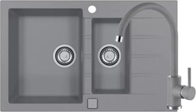 Set chiuveta bucatarie Alveus Cadit 70 gri 79x50 cm si baterie Kati monocomanda
