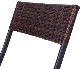 Outsunny Set Mobilier pentru Balcon din Rattan PE, Include Masă de Cafea și 2 Scaune Pliabile, 60x60x72cm, Maro | Aosom Romania