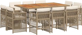 vidaXL Set mobilier de grădină cu perne, 11 piese, bej, poliratan