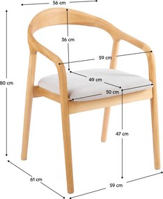 Scaun, lemn masiv, natural/gri, TOROL