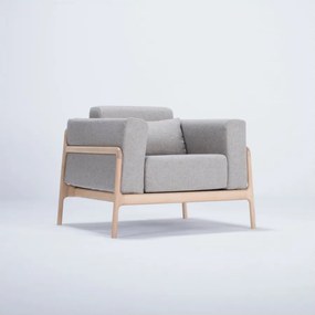 Fotoliu din lemn de stejar Gazzda Fawn, gri