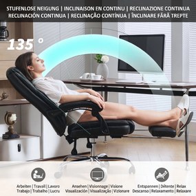 HOMCOM Scaun de birou rabatabil cu suport pentru picioare și capacitate de 120 kg, negru | Aosom Romania