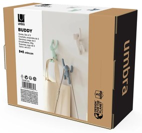 Cârlige 3 buc. de montat pe perete din plastic Buddy – Umbra