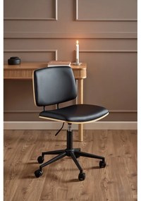 Scaun de birou negru din imitație de piele Owen – Actona