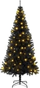 vidaXL Brad de Crăciun cu 300 LED cu suport Negru 180 cm PVC