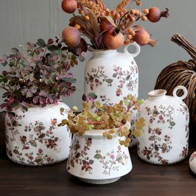 Ghiveci din ceramica cu motiv floral, H13/D14.5 cm Nancy