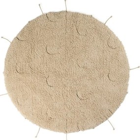Covor crem lavabil, țesut manual, rotund, din bumbac ø 100 cm Moon Multishape – Lorena Canals