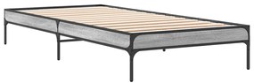 845029 vidaXL Cadru de pat, gri sonoma, 100x200 cm, lemn prelucrat și metal