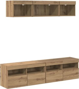 vidaXL Unități TV de perete cu LED cu led 5 pcs Stejar Artizanal