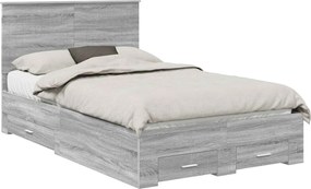 vidaXL Cadru de pat cu headboard Gri Sonoma 120 x 190 cm Lemn compozit