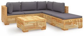 3100860 vidaXL Set mobilier grădină cu perne, 6 piese, lemn masiv de tec