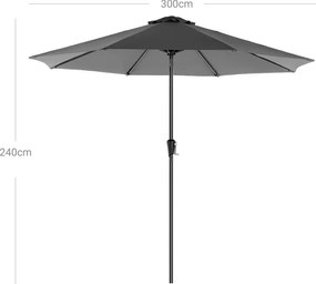 Umbrelă de soare POSITANO, Ø300cm, gri SongmicsHome