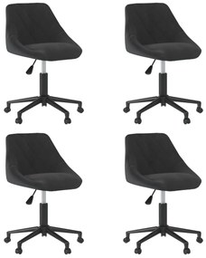 vidaXL Scaune de masă pivotante, 4 buc., negru, catifea