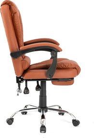 Scaun directorial, Masaj în perna lombară, Suport picioare, Rabatabil, piele PU, Maro Inchis