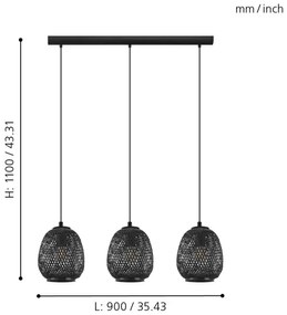 Eglo 43266 - Lustră pe cablu DEMBLEBY 1 3xE27/40W/230V