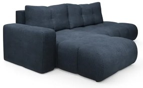 Colțar extensibil ALMADA, tapițat, cu spațiu de depozitare, formă L, varianta stânga, albastru