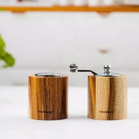 Set rasnitа pentru piper si solnita Klausberg KB 7859, Mecanism ceramic, lLemn de salcam, Maro