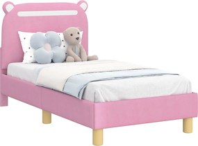 vidaXL Cadru de pat pentru copii cu spătar Roz 70 x 140 cm țesătură