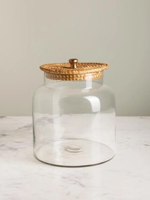 Borcan din sticla, cu capac din trestie de zahar, H24cm Provence
