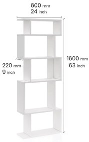 Biblioteca Piramide, Alb, 60 x 22 x 160 cm