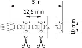 Bandă LED Flash GTV pentru mobilier, lumină rece, 240 LED m, 1300 lm m, 19 W m, 12V, IP20, 5 m Alb rece, 19 W/m, 12 V, LED Flash, 1300 lm/m, 10 mm