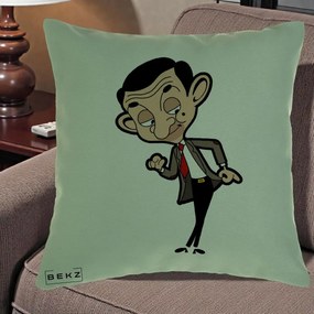 Perna Personalizata Mr. Bean Caricatura, 40x40 cm, Verde, Husa Detasabila, Perna Inclusa, BEKZ®