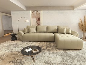 Colțar extensibil dumonde cu ladă de depozitare si sezut confortabil din spuma high-density, Berlin XL Enjoy Camel 350x185 cm II