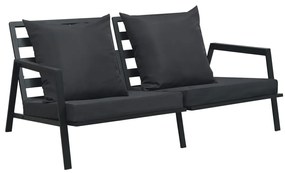 47815 vidaXL Canapea de grădină cu perne, 2 locuri, gri închis, aluminiu
