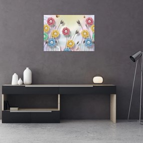 Tablou pe sticlă - Lunca colorată (70x50 cm)