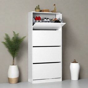 Dulap Pantofi Inalt Adore XL – Pantofar cu Adancime Slim (26 cm) pentru Hol, 4 Compartimente Rabatabile, Capacitate 24 Perechi