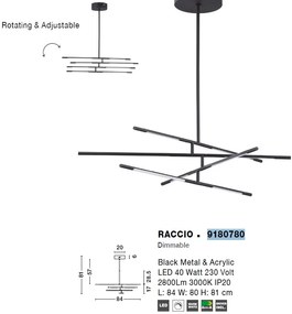 Lustra LED design modern cu brate reglabile RACCIO negru