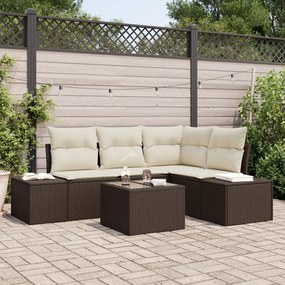 vidaXL Set de canapele pentru grădină 5 pcs Maro Rattan poli