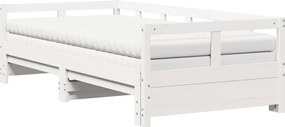 vidaXL Pat zi cu extensie și saltele alb 90x190 cm lemn masiv pin