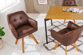 Set de 2 scaune pivotante Loft, Lemn, Microfibra, Maro antic A-42389 VC