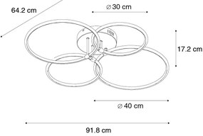 Plafoniera neagra cu LED inclus, dimmer 3 trepte, 4 lumini - Joaniqa